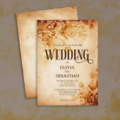 oud perkament met Roos bruiloft Kaart