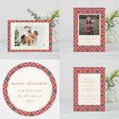  Rood Blauw Geometrisch Custom Merry Christmas Tote Bag