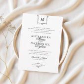 Elegant  Monogram Black and White Wedding I Folie Uitnodiging