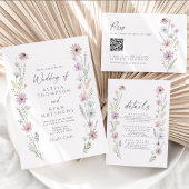 Vintage Pastel Wildflower Wedding Save the Date Kaart