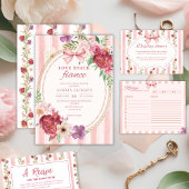bloemen Coquette strik roze en rode bloemen Inpakpapier Vel