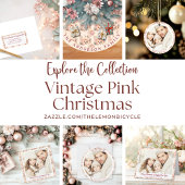 Roze Bloemen Kerst Flat Feestdagenkaart