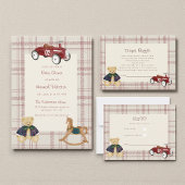 Vintage Toy Car Teddy Bear Baby Shower Kaart