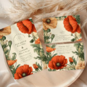 Poppy Floral Art Nouveau bruiloft Kaart