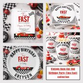 Twee snelle raceauto jongen 2e verjaardagsfeest ti kaart