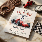 Verjaardag in Vintage Rode Formule Raceauto Kaart