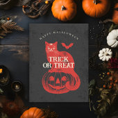 Halloween Spooky Pumpkin Cat and Bat