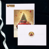 Oude rode vrachtwagen met kerstboom en cadeaus briefkaart (Personaliseer de collectie van deze zelfstandige maker.)