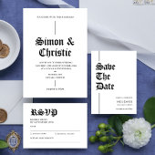 Vintage Modern Photo Collage QR Code Wedding Kaart