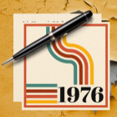 1976 Retro Stripe Vintage Poster Sinaasappel Kaart