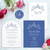  Romance Dusty Blue Wedding Trifold Programma