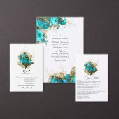  programma Turquoise en Gold Shabby Wedding Programmakaart (Personaliseer de collectie van deze zelfstandige maker.)