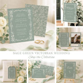 Elegant Sage Green Vintage Qr Code Wedding Kaart