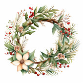 Gepersonaliseerde foto Waterverf Kerstkrans Folie Feestdagen Briefkaart