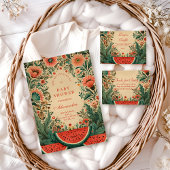 Vintage Watermelon Garden Botanical Baby Shower Kaart