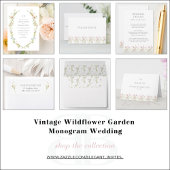 QR Code  Wildflower Garden Monogram Bruiloft Kaart