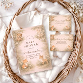 Vintage Woodland Forest Animals Baby Shower Kaart