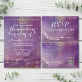 Violet Sky Gold Moon RSVP Response Kaart (Personaliseer de collectie van deze zelfstandige maker.)