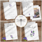 Violet Watercolor Minimalist Elegant Wedding Informatiekaartje