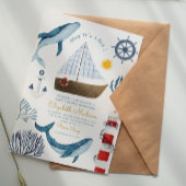 Little Sailor Zee Whale Lighthouse 1e Verjaardag Kaart