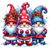 Rood en blauw Waterverf Holiday Gnomes Christmas Satijnen Lint