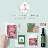 Waterverf Roze Anemone Weddenschap Foto Arch Save The Date