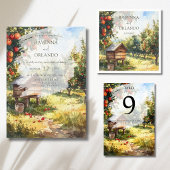 Watercolor Herfst Appelboomgaard Bedankkaart Aankondiging