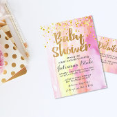 Roze Waterverf Gold Confetti Papier Napkins Servet