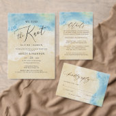 Summer Beach Blue Coastal Weddenschap Kaart (Personaliseer de collectie van deze zelfstandige maker.)