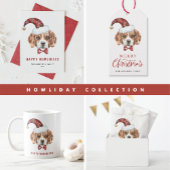 Feestelijke Waterverf Beagle Santa Happy Howlidays Feestdagenkaart