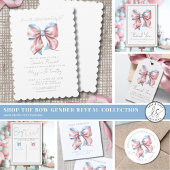 Roze en Blauwe Bow Gender Reveal Party Invitation Kaart