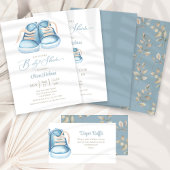 Blauwe Baby Schoenen Luier Raffle Behuizing Kaart