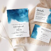 Waterverf Blue Ocean Wave bruiloft uitnodiging