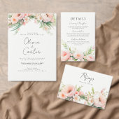 Waterverf Blush Bloemen bruiloft Menu (Personaliseer de collectie van deze zelfstandige maker.)