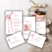 Blush Pink Bow Floral Baby shower Dank u Ronde Sticker
