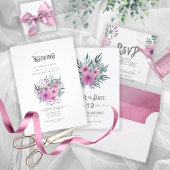 Waterverf Bouquet Wedding Lila ID654 All In One Uitnodiging