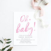 Roze Waterverf Calligrafie Baby shower Uitnodiging