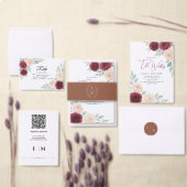 Waterverf Bourgondië Roos Bloemen Huwelijk RSVP Ka (Personaliseer de collectie van deze zelfstandige maker.)