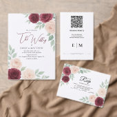 Waterverf Bourgondië Roos Bloemen Huwelijk RSVP Ka (Personaliseer de collectie van deze zelfstandige maker.)