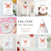 Meisjes Schattige Roze Vlinder 1e Verjaardagsfeest Kaart