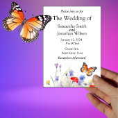 Waterverf Vlinder en Wildbloemen Bruiloft Kaart