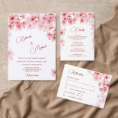 Watercolor Cherry Blossom Wedding RSVP Kaartje (Personaliseer de collectie van deze zelfstandige maker.)