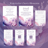 Waterverf Cherry Blossoms-RSVP-QR code- Visitekaartje
