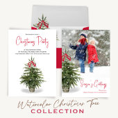 Merry Christmas Tree Waterverf Custom Cadeaulabel