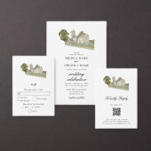 Waterverf Kerk Traditioneel Monogram Huwelijk Plaatskaartje (Personaliseer de collectie van deze zelfstandige maker.)