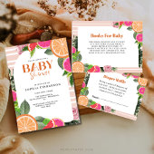 Minimale vrolijke zomer citrus botanische vruchten ronde button 5,7 cm