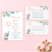 Schattigee olifant Waterverf ballon roze Baby show Kaart