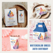 Watercolor Dress 30th Birthday Elegant & Feminine Ronde Sticker