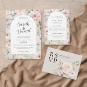 Waterverf Stusty Roos Roze bruiloft Kaart (Personaliseer de collectie van deze zelfstandige maker.)