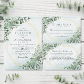 Eucalyptus Greenery Gold All-in-One Weddenschap All In One Uitnodiging (Personaliseer de collectie van deze zelfstandige maker.)